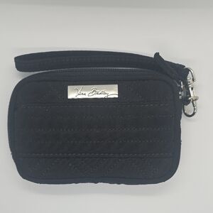 Vera Bradley Black Quilted Wristlet with Silver Accents
